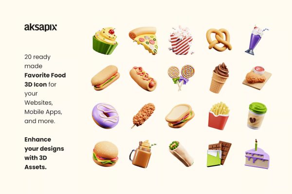 Favorite Food 3D Icon Pack - Image 2