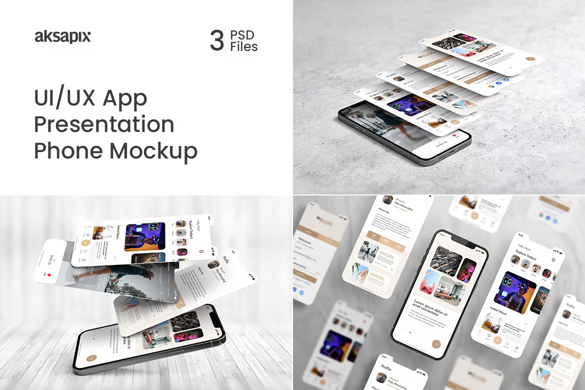 UI/UX App Presentation - Phone Mockup
