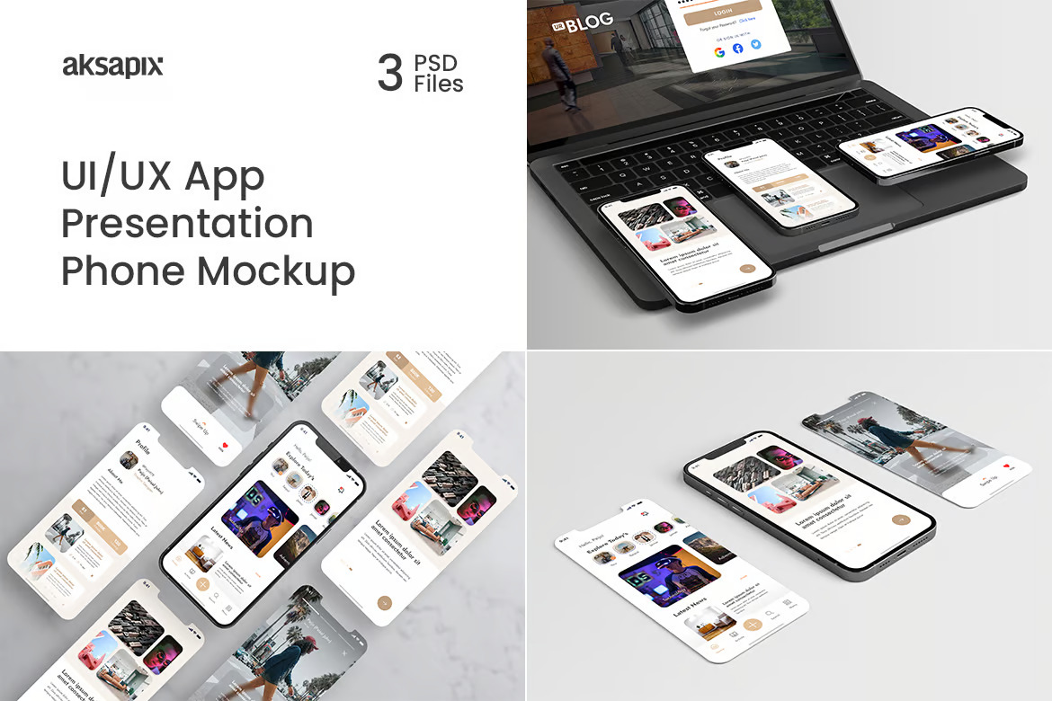 UI/UX App Presentation - Phone Mockup