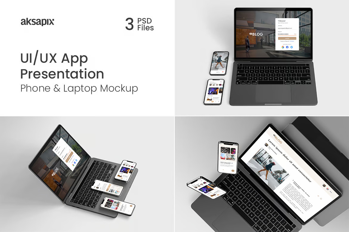 UI/UX App Presentation - Phone & Laptop Mockup