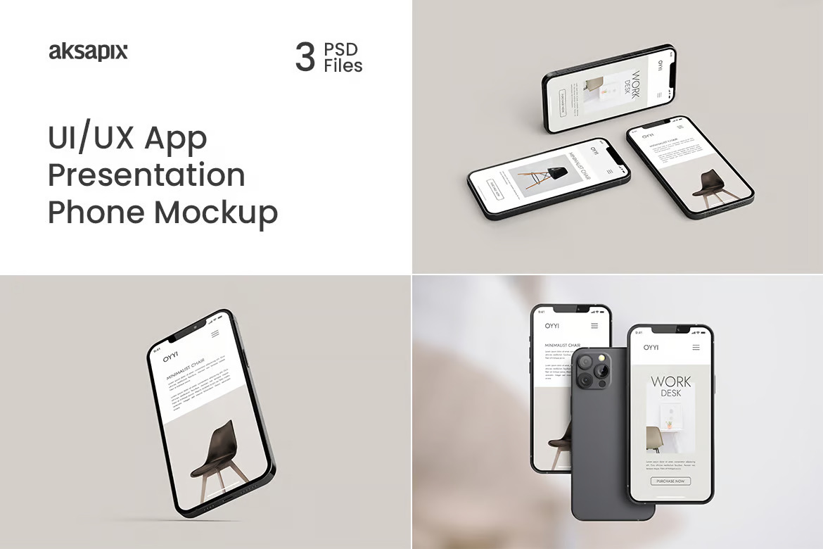 UI/UX App Presentation - Phone Mockup