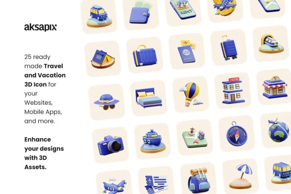 Travel and Vacation 3D Icon - Image 2